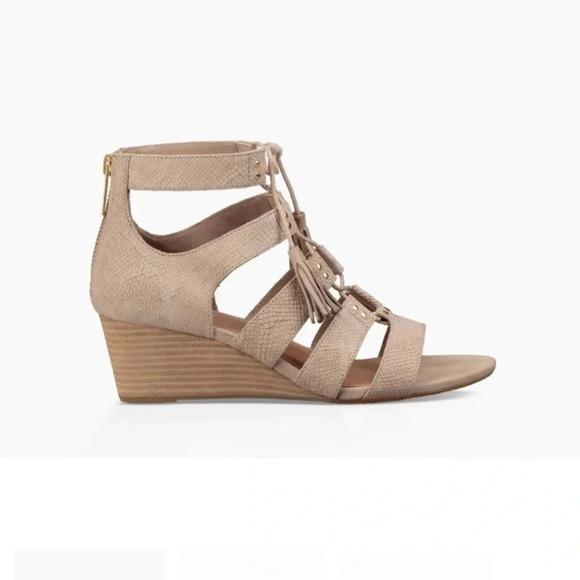 UGG Australia Women's Yasmin Snake caged Wedge | Horchata size 8 - Picture 2 of 16